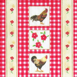 Landhaus Hahn Blau Cottage Chicks Blau oder Rot  33 x 33 cm