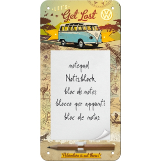 VW Bulli Lets Get Lost Notizblock-Schild 