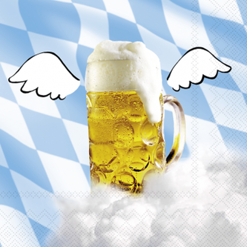 Bier Mas mit Flügel u. Wolken Bavaria Heaven 33 x 33 cm, 3,55 &e