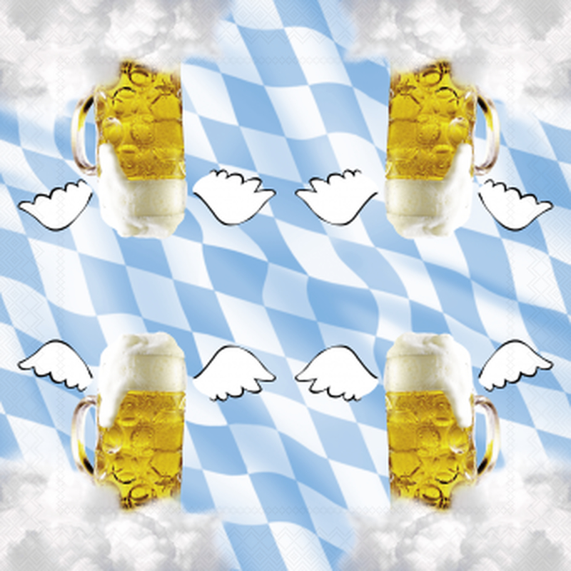 Bier Mas mit Flügel u. Wolken Bavaria Heaven 33 x 33 cm, 3,55 &e
