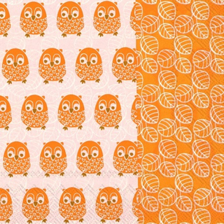 Eulen Doppelseitig bedruckt  Little Owls orange oder grn 33 x 33 cm