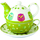 4 tlg. Eule Porzellan Tasse, Kanne, Untersetzer und Deckel Song Contest Tee for One 