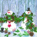 Schneemnner im Wald Forrest Snowmen  33 x 33 cm