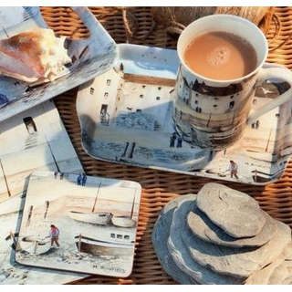 Cornish Harbour 3 tlg Set. Tasse Untersetzer Snack Tablett  