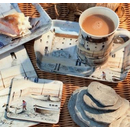 Cornish Harbour 3 tlg Set. Tasse Untersetzer Snack Tablett  