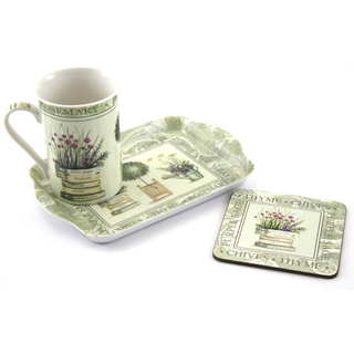  3 tlg Set.Topiary Garten Pflanze Blume Tasse Untersetzer Snack Tablett  