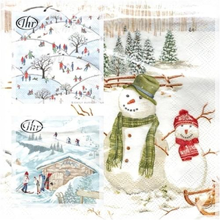 Ski Schneemann Winter Schnee Spass Htte Schlitten 33 x 33 cm