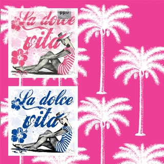 La Dolce Vita Palmen Pink Blau Blume Tropical 33er